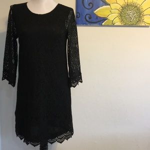H&M. Divided-Black lace two layer dress